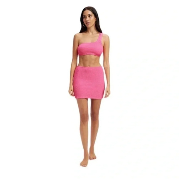 NWT Good American Bright Pink Always Fit Swim Mini Skirt, Size XXS-XS (1) - Picture 1 of 9